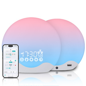 Sunrise Wake Up <b>Light</b> Led Alarm Clock Round Touch Control <b>Sleep</b> Night <b>Light</b> Bedroom Table Lamp With Seven Color Ambient Lighting - Product Image 4