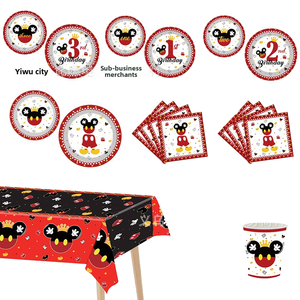 2024 <span class=keywords><strong>Mickey</strong></span> Mouse dessin animé thème <span class=keywords><strong>vaisselle</strong></span> <span class=keywords><strong>jetable</strong></span> ensemble fête décoration fournitures avec assiette en papier nappe en tissu - Product Image 6