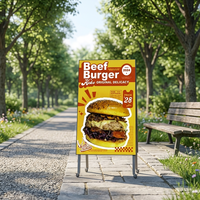 Écran d'affichage numérique mobile pliable LED en forme de A, contrôle par application, 4 roues, pas de pixel P1.25-P2.5, luminosité 1000 cd, résolution 1080p