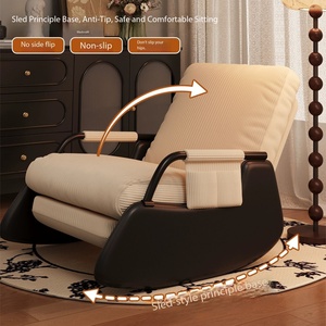 Fauteuil à bascule <span class=keywords><strong>moderne</strong></span> en velours côtelé, <span class=keywords><strong>chaise</strong></span> à bascule rembourrée et confortable avec poche, <span class=keywords><strong>chaise</strong></span> longue stable pour salon, chambre à coucher, détente - Product Image 3
