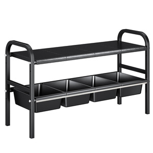 Étagère de cuisine extensible à 2 niveaux avec panier, support de rangement multifonctionnel pour aliments et ustensiles de cuisine - Product Image 4