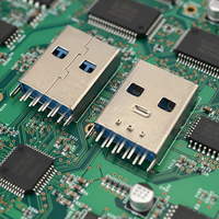 Conector USB 3.0 Tipo A Hembra, 9 Pines, Montaje Vertical THT, Carcasa de Nailon y Latón, Contactos de Cobre, IP40, 2A, 230V, PCB
