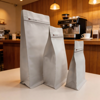 Sacs à café en papier kraft à fond plat octogonal avec pochette autoportante pour grains de café de qualité alimentaire