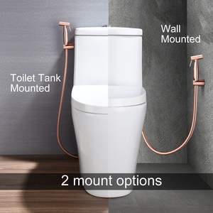 Pulvérisateur de bidet mural en acier inoxydable couleur or rose avec tuyau flexible, design contemporain - Product Image 5