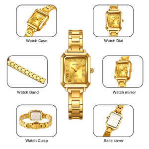 นาฬิกาควอตซ์ผู้หญิง ดีไซน์หรูหรา สีทอง เงิน ดำ สายสแตนเลสสตีลน้ำหนักเบา สำหรับกิจกรรมกลางแจ้ง  รับผลิตแบบ OEM - Product Image 4