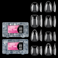 360 Uñas Postizas de Gel Suave, Cortas, Almendradas/Cuadradas Cónicas, Semi-Mate, Sin Lima, Ultrafinas, Sin Costuras