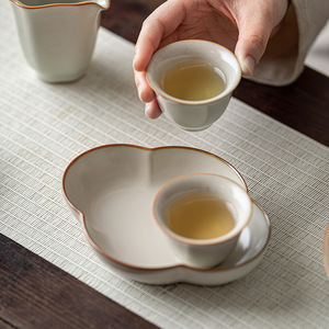 Plato de Cerámica China con Forma de Begonia, Bandeja de Porcelana para Frutas, Vajilla Ru Ware con Borde Alto, Bandeja para Servir en Salón de Té - Product Image 2