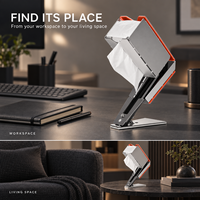 Boîte à mouchoirs mécanique futuriste avec lumière d'ambiance USB-C, distributeur de bureau en métal pour configuration de jeu Cyberpunk
