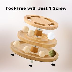 ZOMISIA Cat <b>Ball</b> <b>Track</b> Toy Wooden Puzzle Tower Interactive Spinning <b>Balls</b> For Indoor Cats Boredom Buster - Product Image 6