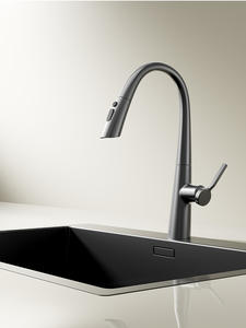 Robinet de cuisine Superhome à poignée unique en laiton massif avec douchette extractible et design rétractable - Product Image 1