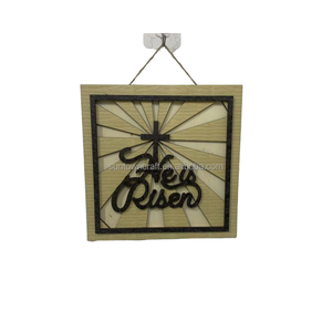 Corte láser moderno 'He Is Risen' Decor Sign Frase Christian Catholic Home & Community Centers Pascua Cumpleaños Boda Bodegón - Product Image 1