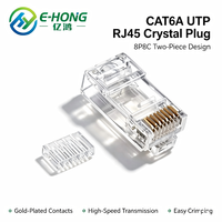 CAT6A UTP RJ45 Modular Plug 8P8C Konektor Kristal Berlapis Emas Dua Bagian untuk Kabel Jaringan Ethernet 10Gigabit