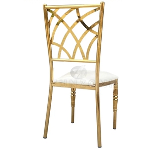 Chaises de salle à manger modernes en cuir et en acier inoxydable, meubles empilables pour banquets, fêtes et événements, hôtels, mariages en plein air, trône royal royal - Product Image 5
