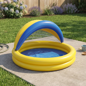 Piscina Inflable para Bebés de 40 Pulgadas con Toldo Resistente a los Rayos UV, Material de PVC de 3 mm de Grosor, Forma Redonda, Cubierta para Piscina para Uso en el Patio Trasero - Product Image 1