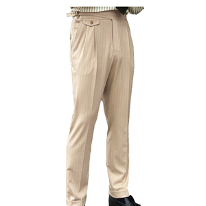 Nuevos pantalones de vestir antiarrugas transpirables no tejidos ecológicos de pierna recta media para hombres, venta al por mayor, pantalones informales elegantes ajustados británicos - Product Image 1