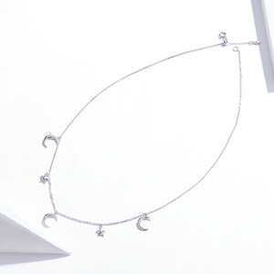 Collar Astral Moon S925 de plata con circonita, collar de Luna y Estrella, SCN411 - Product Image 3
