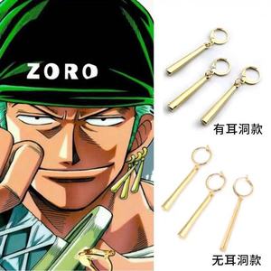 2 thiết kế kim loại thủ công Bông tai vàng cho người hâm mộ của Anime Roronoa Zoro kiếm sĩ cosplay - Product Image 6