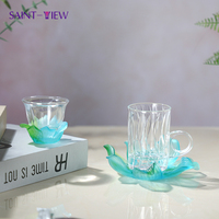 Ensemble tasse et soucoupe en verre avec dessin en or pour le marché de Dubaï pour boissons