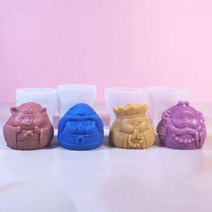 M42528 الكتب المقدسة غربا الماجستير والتدرب أربعة أشخاص الديكور الداخلي المنزل الجبس شمعة قالب سيليكون - Product Image 1