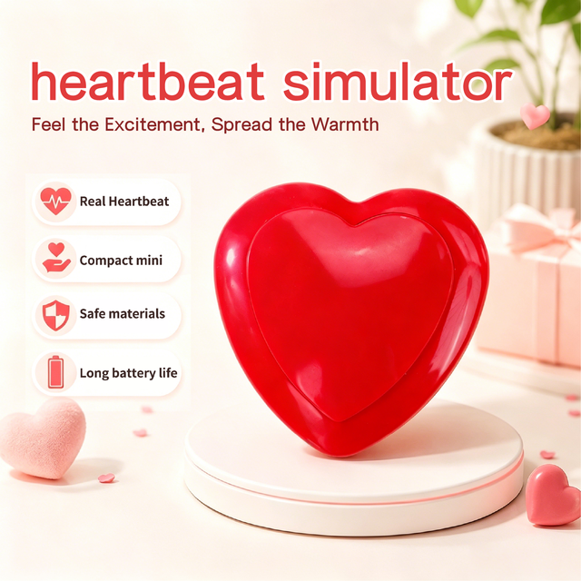 CE LVD EMC Certified Red ABS Heartbeat Simulator Module Sound Box for Plush Toys 15s Vibration 3 Button Batteries