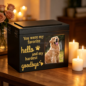 Caixa de Recordações para Cães e Gatos, Urnas de Cremação para Animais de Estimação em Madeira com Porta-Retrato - Product Image 3