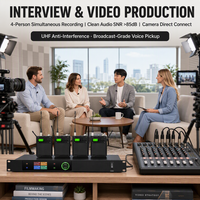 4-Kanal UHF Drahtloses Lavalier-Mikrofonsystem HD TFT Farbbildschirm Shuttle-Knopf Multi-Host Live-Streaming-Show