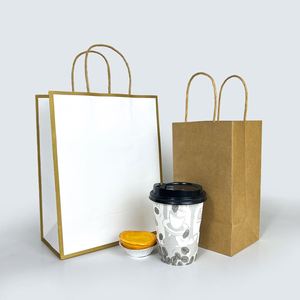 Bolsa de Papel Kraft Marrón con Asa y Logotipo Personalizado, para Supermercado, para Pizza, Leche, Sushi, Gelatina - Product Image 6