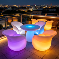 Chaises et Tables d'Extérieur Lumineuses à LED pour Jardin, Salon de Jardin, Bar, Mobilier de Jardin pour Mariages et Fêtes