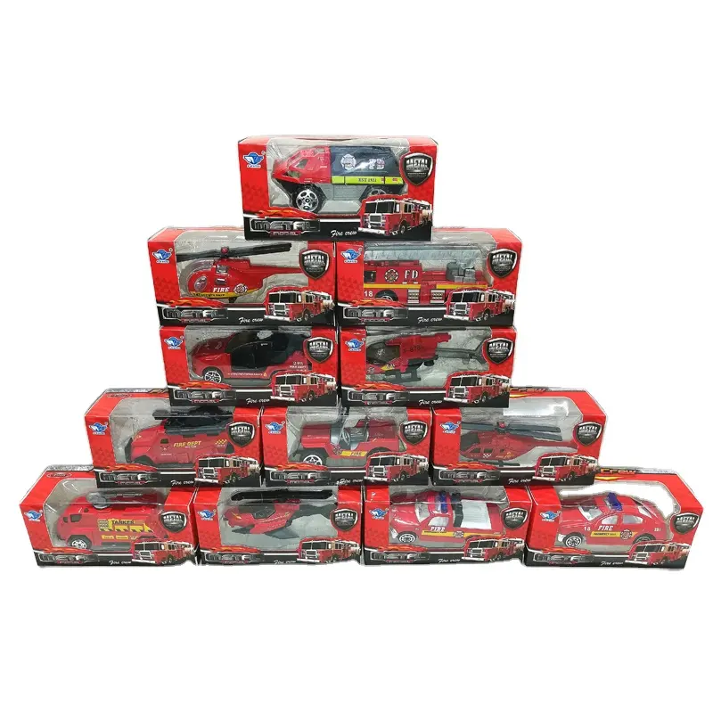 1:64 escala vários carros deslizantes de metal mini caminhão de engenharia de combate a incêndios de liga diecast veículos para crianças