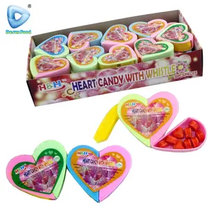 Hot Selling Wholesale Plastic Heart Shape Whistle Toys With Candy