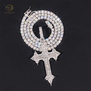 <span class=keywords><strong>Pendentif</strong></span> <span class=keywords><strong>Croix</strong></span> Luxe Moissanite VVS Sertie de Diamants, Argent 925, Bijoux Hip Hop, <span class=keywords><strong>Pendentif</strong></span> <span class=keywords><strong>Croix</strong></span> Moissanite Personnalisé - Product Image 1