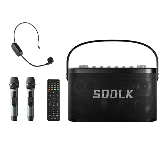 SODLK S1271 PLUS 280W Sistema de PA de máquina de karaoke inalámbrico con 2 micrófonos Soporte AUX, USB, tarjeta TF, EQ, TWS, OTG, para fiesta, canto