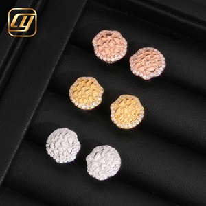 Boucles d'oreilles clous en moissanite taillée CNC, en argent S925, style 'Iced Out' avec pierres en forme de pépites, à fermoir à vis, irrégulières, pour hommes, bijoux Hip Hop - Product Image 1