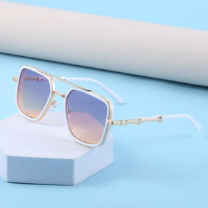 Lunettes de soleil carrées en métal pour homme Vinsa, verres PC UV400, C3 blanc porcelaine, pour la randonnée en plein air, lunettes de soleil tendance - Product Image 4