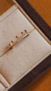 Xinfly แหวนมงกุฎทับทิมเพชรธรรมชาติ18K น่ารักสำหรับงานเลี้ยงหรือของขวัญ - Product Image 3