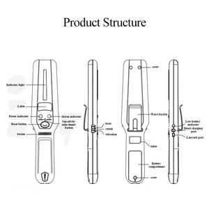 An ninh chuyên nghiệp kiểm tra sân bay vàng ABS nhựa máy dò kim loại với pin sạc cầm tay máy dò kim loại - Product Image 5