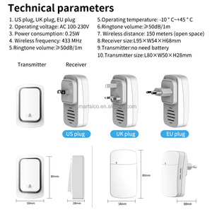 Hot Selling Home Intelligent Door Bell Chime <strong>Battery</strong> Free Waterproof RF433 <strong>Ring</strong> Wireless <strong>Doorbell</strong> Smart Wireless <strong>Doorbell</strong> - Product Image 6