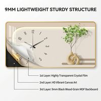 Jam Dinding Ruang Tamu Mewah Warna Beige Desain Modern Sederhana Fungsi Senyap Bentuk Persegi Panjang PVC Sudut Membulat Mesin Quartz