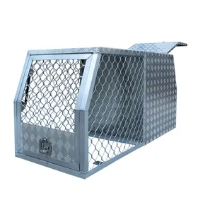 Checker Plate Aluminum UTE Canopy Hunting Dog Box Cage For Large Dogs