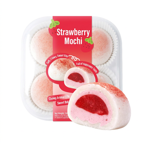 Mochi Daifuku à la confiture de fraises surgelée, gâteau de riz glutineux moelleux fourré à la crème, dessert japonais, <span class=keywords><strong>pâtisserie</strong></span> prête à manger, collations surgelées - Product Image 1