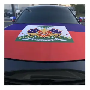 Custom Country 110*150cm Double Sided Durable Haiti Car Hood Cover 26*28cm Car Mirror Flag With Elastic