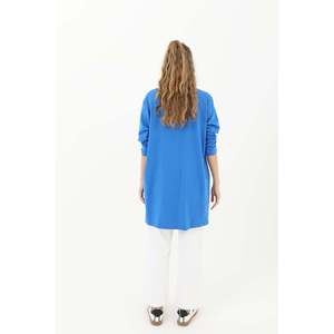 Blusa tipo túnica básica para mujer Soul, blusa cómoda y elegante de manga larga en azul saxofón, modelo 30726TUN para uso diario - Product Image 3