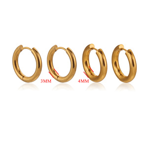 Orecchini a Cerchio Classici, Ipoallergenici, Placcati in Oro 18K PVD, in Acciaio <span class=keywords><strong>Chirurgico</strong></span> 316L, per Donne e Uomini - Product Image 5