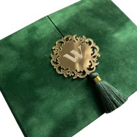 Invitation d'anniversaire en papier velours vert foncé, carte de vœux personnalisée à double porte, finition bronzée, style européen élégant, remerciement