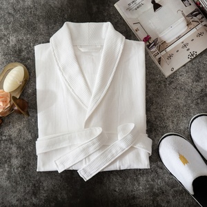 5-Star Hotel <strong>White</strong> <strong>Cotton</strong> <strong>Waffle</strong> <strong>Robe</strong>-Breathable Quick Dry Long Sleeve For Men Pockets Summer Use Hotels Guesthouses 750g Fabric - Product Image 3