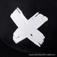 Gorra Snapback Negra con Bordado de X Rojo, Gorra de Béisbol de Ala Plana Estilo Hip Hop para Hombre, Ropa Urbana