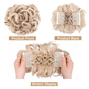 AliLeader Chignon Hairpiece घुंघराले पकवान Chignon रोटी ठीक करना Haircomb विस्तार कंघी क्लिप में बाल टुकड़ा गन्दा रोटी <span class=keywords><strong>Scrunchie</strong></span> महिलाओं के लिए - Product Image 6