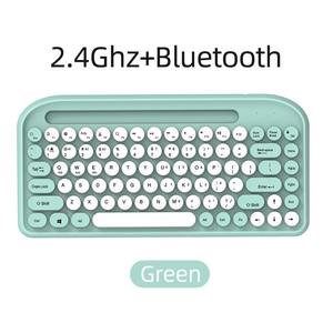 คีย์บอร์ดไร้สาย Punk Keycap 84 ปุ่ม สำหรับคอมพิวเตอร์และสำนักงาน รองรับบลูทูธ 2.4G แบบ Dual Mode พร้อมช่องเสียบโทรศัพท์ - Product Image 1