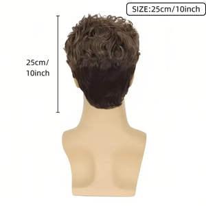Peluca Corta de Estilo Pixie Bob Marrón de 6 Pulgadas, de Alta Calidad, Fibra Sintética Natural Lisa, <span class=keywords><strong>para</strong></span> Cosplay y Fiestas de <span class=keywords><strong>Jóvenes</strong></span> <span class=keywords><strong>Hombres</strong></span> - Product Image 2