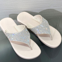 Sandales plates antidérapantes décontractées pour femmes, vente en gros directe d'usine, sandales à strass, sandales de créateurs pour femmes